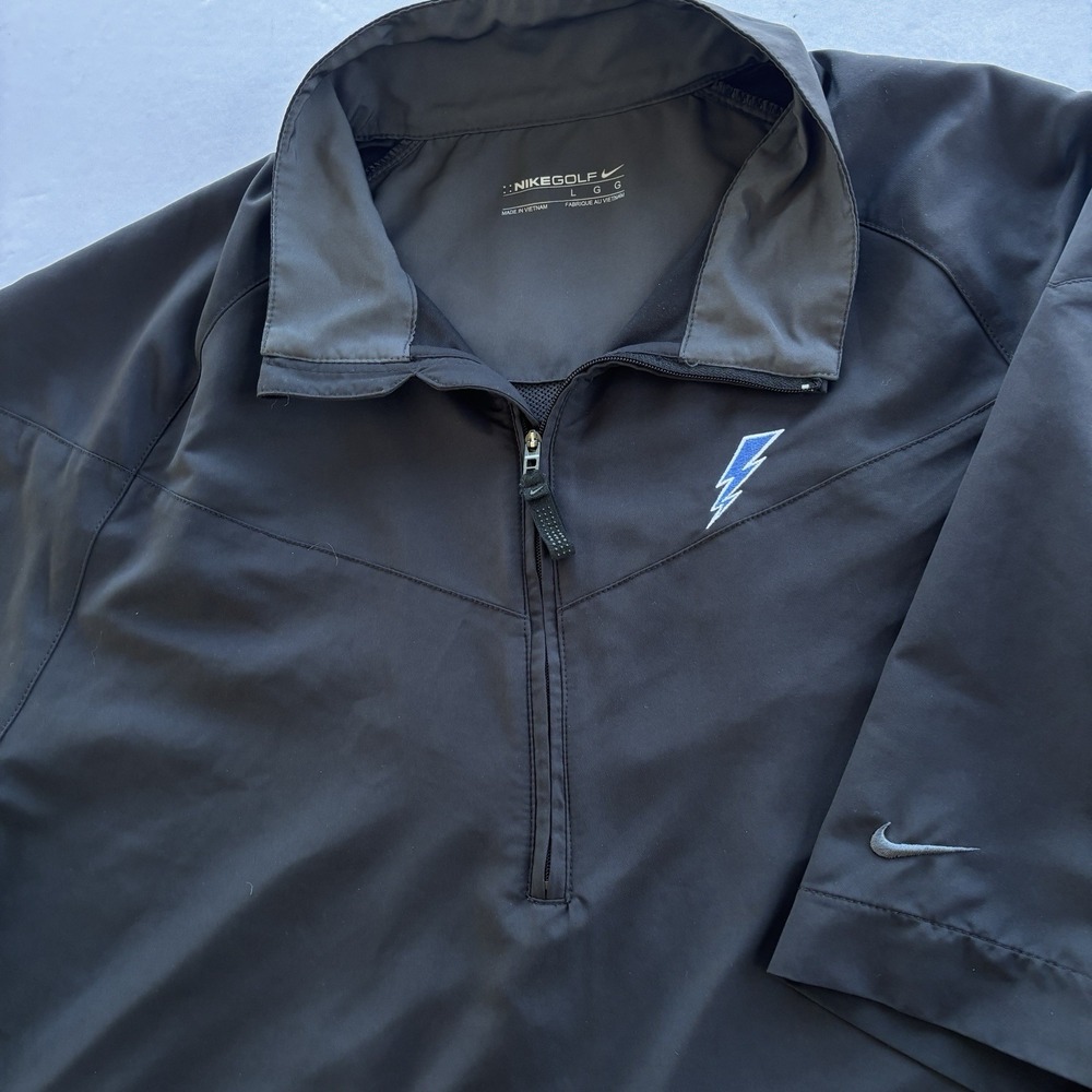 Nike Golf Men's Half Zip Windbreaker Pullover L Black Lightning‎ Bolt Logo